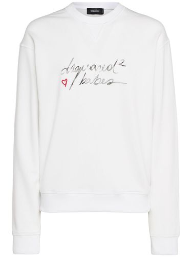 Logo Print Cotton Sweatshirt - DSQUARED2 - Modalova