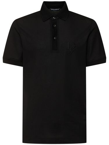 Polo In Cotone Con Logo Ricamato - DOLCE & GABBANA - Modalova