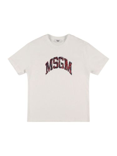 Camiseta De Jersey De Algodón Bordada - MSGM - Modalova