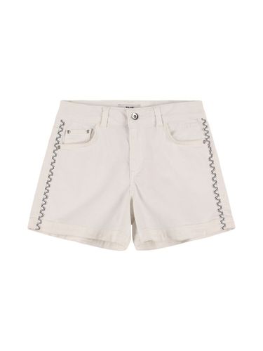 Shorts De Denim De Algodón Con Decoraciones - MSGM - Modalova