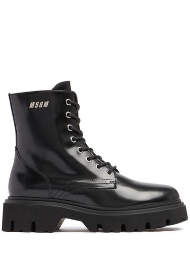 Mm Combat Leather Boots - MSGM - Modalova