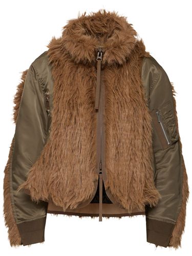 Faux Fur & Nylon Twill Jacket - SACAI - Modalova