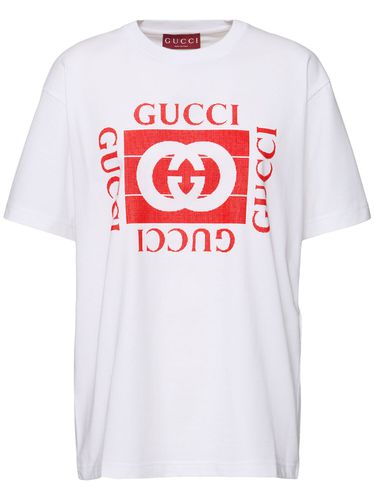 Camiseta De Algodón Jersey - GUCCI - Modalova