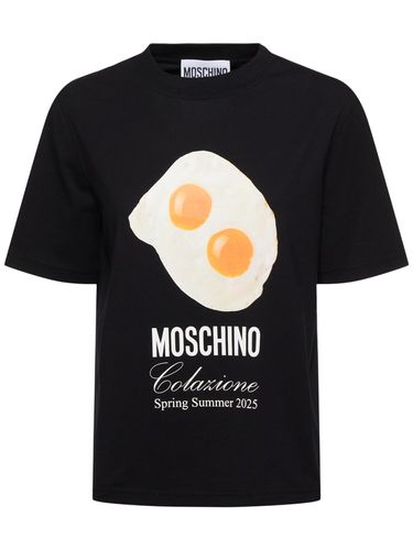 Camiseta De Jersey De Algodón Con Logo - MOSCHINO - Modalova