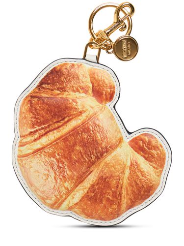 Croissant Printed Leather Keychain - MOSCHINO - Modalova