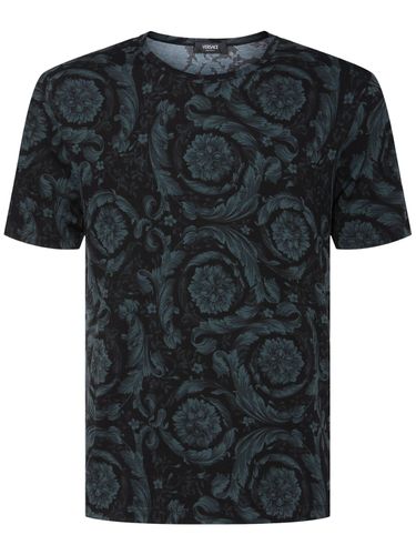 Barocco Stretch Cotton T-shirt - VERSACE - Modalova