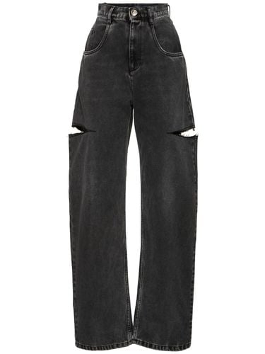 High Rise Denim Straight Jeans W/ Cuts - MAISON MARGIELA - Modalova