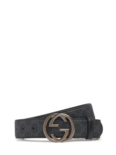 Cintura Gg Supreme In Tela E Pelle 4cm - GUCCI - Modalova