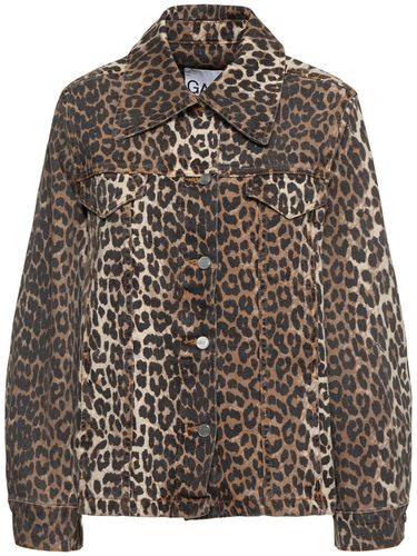 Leopard Print Denim Jacket - GANNI - Modalova