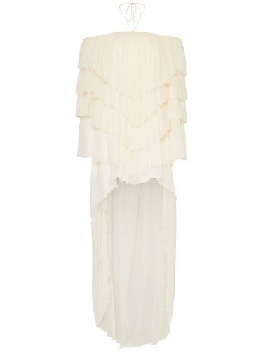 Draped Silk Crepe Dress W/ Train - BLUMARINE - Modalova