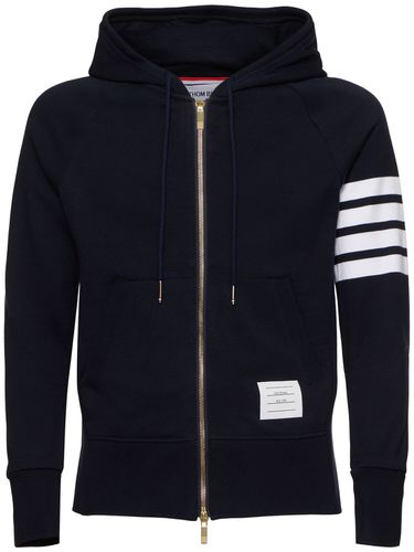 Zip-up Stripes Cotton Sweatshirt Hoodie - THOM BROWNE - Modalova