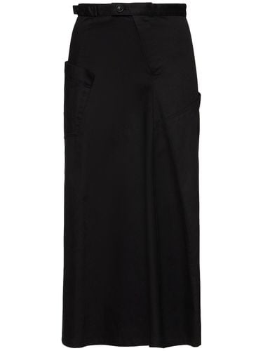 Flared Cotton Twill Midi Skirt W/ Gusset - YOHJI YAMAMOTO - Modalova