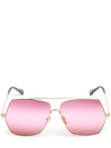 Eckige Sonnenbrille Aus Metall - CHLOÉ - Modalova