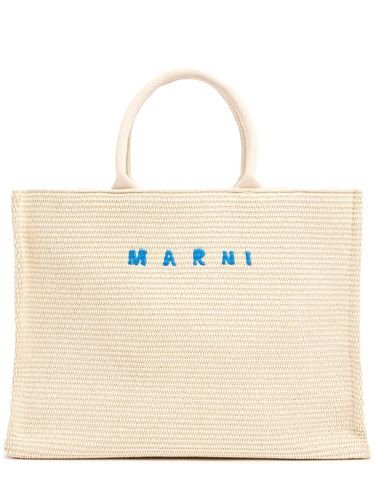 Bolso Tote Efecto Rafia Con Logo - MARNI - Modalova