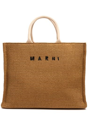 Bolso Tote Grande Efecto Rafia Con Logo - MARNI - Modalova