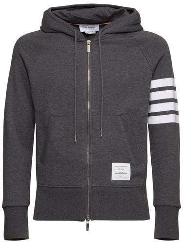 Zip-up Stripes Cotton Sweatshirt Hoodie - THOM BROWNE - Modalova