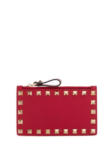 Rockstud Leather Card Holder - VALENTINO GARAVANI - Modalova