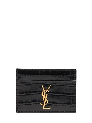 Monogram Leather Card Holder - SAINT LAURENT - Modalova