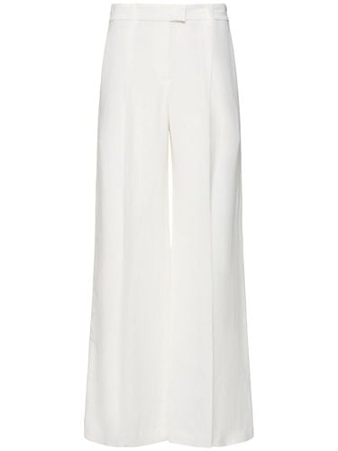 Fluid Linen Blend Twill Wide Pants - BRUNELLO CUCINELLI - Modalova