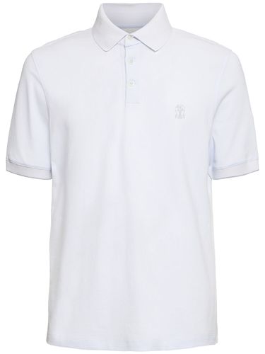 Cotton Piquet Logo Polo - BRUNELLO CUCINELLI - Modalova