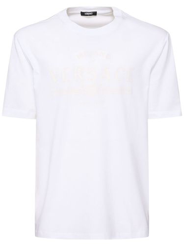 Compact Cotton Jersey T-shirt - VERSACE - Modalova