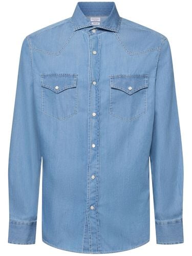 Cotton Snap Button Shirt - BRUNELLO CUCINELLI - Modalova