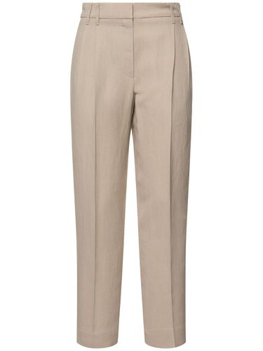 Pantaloni Cropped In Twill Di Misto Lino - BRUNELLO CUCINELLI - Modalova