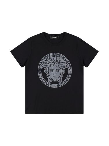 Camiseta De Jersey De Algodón Estampada - VERSACE - Modalova