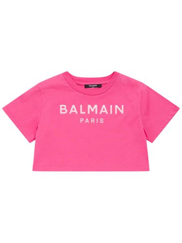 Camiseta Corta De Algodón Jersey Estampada - BALMAIN - Modalova