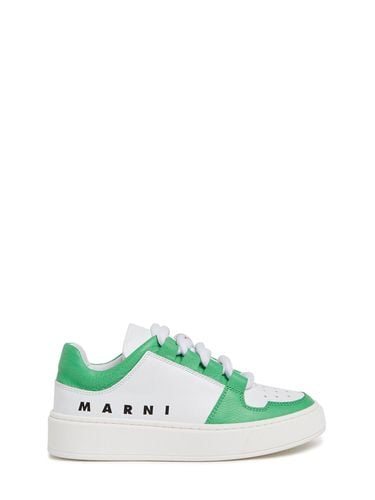 Logo Print Leather Sneakers - MARNI JUNIOR - Modalova