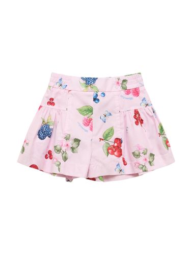 Shorts De Popelina De Algodón Estampados - MONNALISA - Modalova