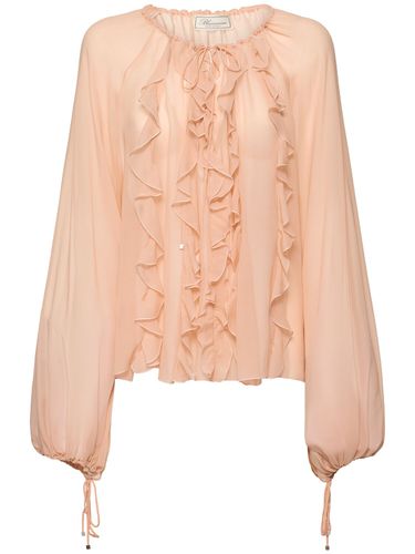 Camicia In Seta Georgette Con Ruches - BLUMARINE - Modalova