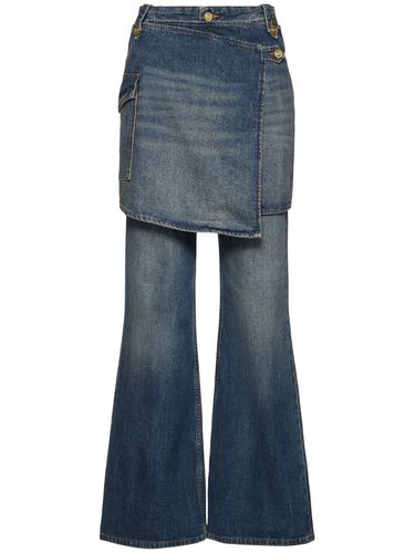 Heavy Washed Denim Flared Skirt Jeans - GANNI - Modalova