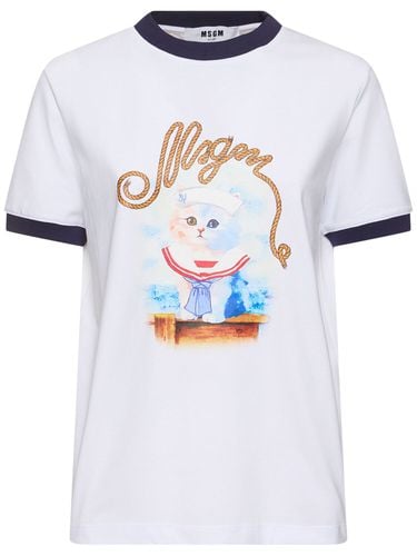 T-shirt In Jersey Di Cotone - MSGM - Modalova