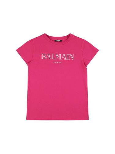 Camiseta De Jersey De Algodón Estampada - BALMAIN - Modalova