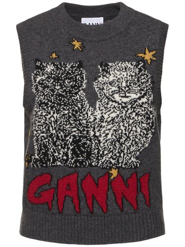 Gilet In Misto Lana Cats - GANNI - Modalova