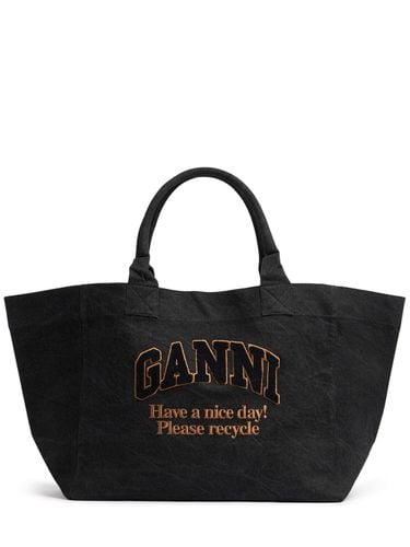 Xxl Logo Denim Tote Bag - GANNI - Modalova