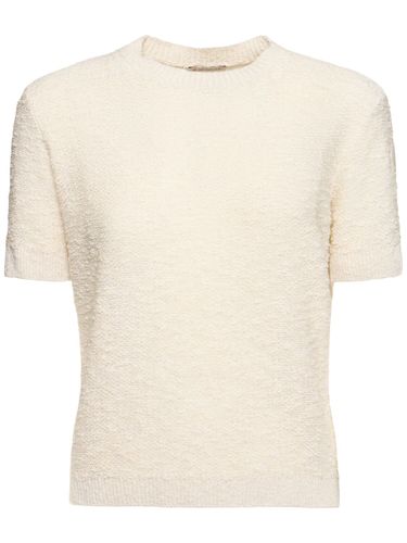 Cotton Bouclé Short Sleeve Sweater - MONCLER - Modalova