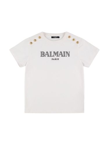 Camiseta De Jersey De Algodón Con Logo - BALMAIN - Modalova