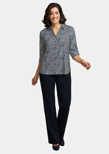 Pflegeleichte Bluse mit 3/4-Arm - hellblau / pfirsich / gemustert - Gr. 19 von - Goldner Fashion - Modalova