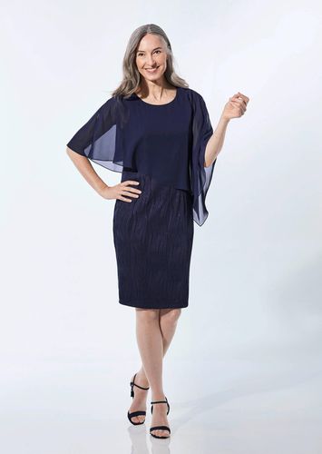 Festliches Kleid mit feinem Chiffonüberwurf - marine - Gr. 24 von - Goldner Fashion - Modalova