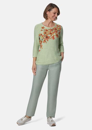 Pullover mit floralem Druck - graugrün / salbei / melange - Gr. 40 von - Goldner Fashion - Modalova