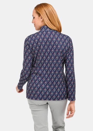 Pflegeleichtes Stehbundshirt mit hübschem Minimaldessin und Reißverschluss - marine / rot / gemustert - Gr. 48 von - Goldner Fashion - Modalova