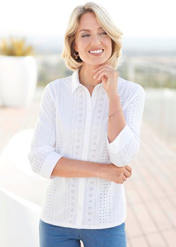 Hemdkragenbluse aus feiner Spitze mit Elasthan - weiß - Gr. 25 von - Goldner Fashion - Modalova
