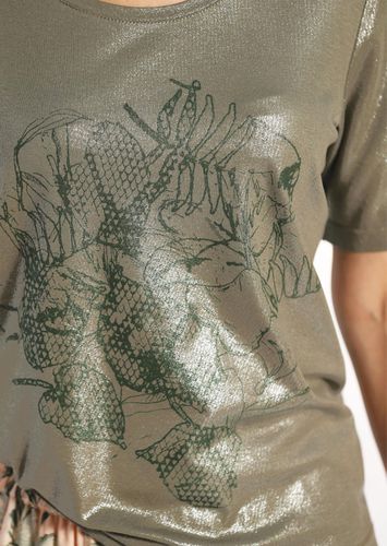 Druckshirt mit Foliendruck - khaki / goldfarben / gemustert - Gr. 50 von - Goldner Fashion - Modalova