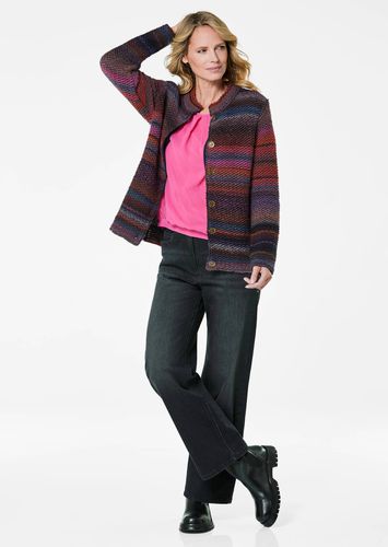 Strickjacke mit Multicolor Ringeloptik - marine / rot / gemustert - Gr. 19 von - Goldner Fashion - Modalova