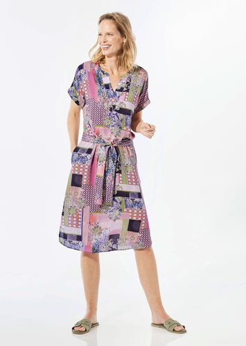 Kleid mit V-Ausschnitt - marine / gemustert - Gr. 19 von - Goldner Fashion - Modalova