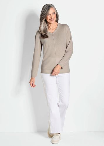 Kaschmirpullover mit V-Ausschnitt - beige - Gr. 19 von - Goldner Fashion - Modalova