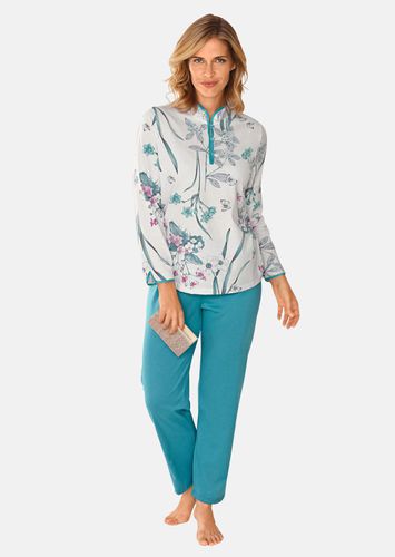 Baumwoll-Pyjama mit Knopfleiste - / smaragd / rosé - Gr. 18/19 von - Goldner Fashion - Modalova
