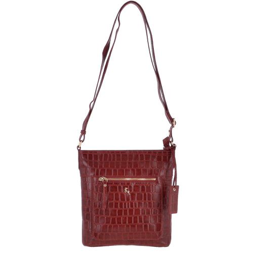 Ashwood Womens Zip Top Crocodile Print Cross Body Bag / Croc - SI-2569 M - Ashwood Leather Handbags - Modalova